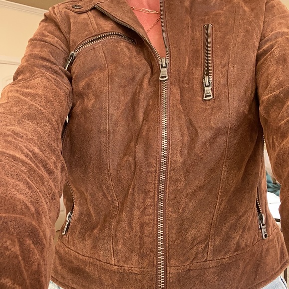 Anthropologie Levi’s leather brown Moto jacket Xs NWOT - Picture 3 of 6